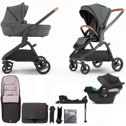 Mutsy Flow 3 in 1 Aton B2 + Base Travel System - Bundle 9, Urban Green