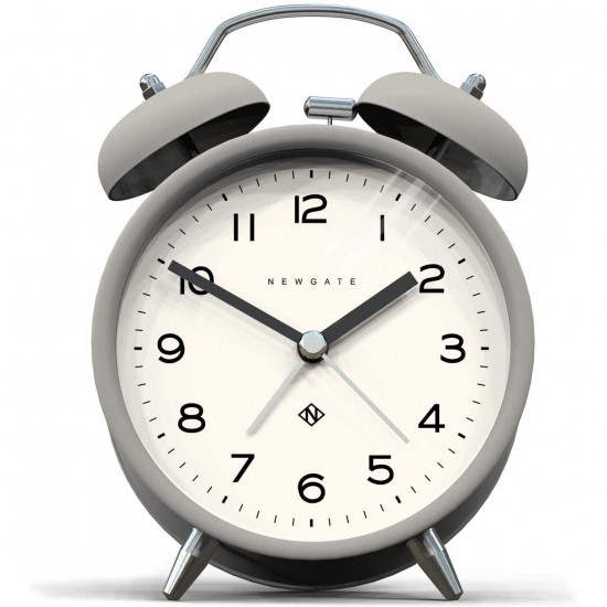 Newgate Charlie Bell Echo Silent Sweep Analogue Alarm Clock, Posh Grey