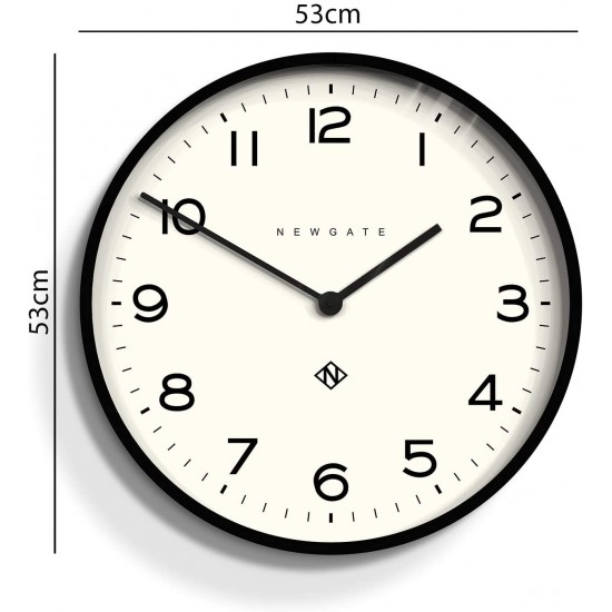 Newgate Echo Number One Modern Analogue Large Wall Clock, 53cm, Black