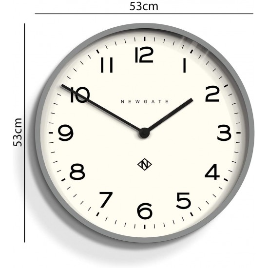 Newgate Echo Number One Modern Analogue Large Wall Clock, 53cm, Posh Grey