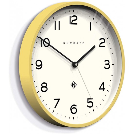 Newgate Echo Number Three Modern Analogue Wall Clock, 37cm, Cheeky Yellow