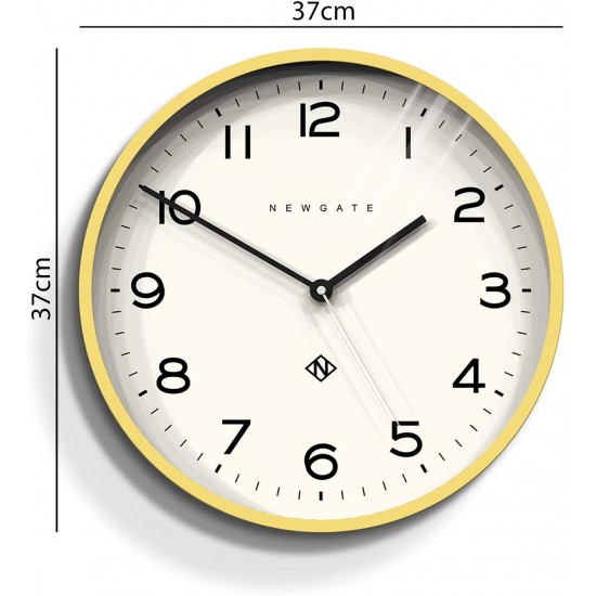 Newgate Echo Number Three Modern Analogue Wall Clock, 37cm, Cheeky Yellow