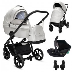 Noordi Fjordi V2 Leather 3 in 1 Travel Carrier i-Size Travel System, Cloud