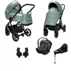 Noordi Fjordi V2 Leather 4 in 1 Travel Carrier Isofix Travel System, Sage