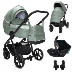 Noordi Fjordi V2 Leather 3 in 1 Travel Carrier i-Size Travel System, Sage