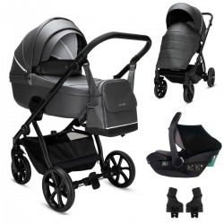 Noordi Fjordi V2 Leather 3 in 1 Travel Carrier i-Size Travel System, Shadow Grey