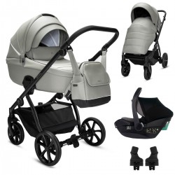 Noordi Fjordi V2 Leather 3 in 1 Travel Carrier i-Size Travel System, Sleet