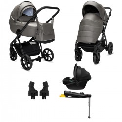 Noordi Fjordi V2 Leather 4 in 1 Terra Isofix Travel System, Stone Grey