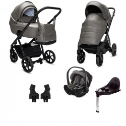 Noordi Fjordi V2 Leather 4 in 1 Travel Carrier Isofix Travel System, Stone Grey