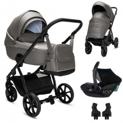 Noordi Fjordi V2 Leather 3 in 1 Travel Carrier i-Size Travel System, Stone Grey