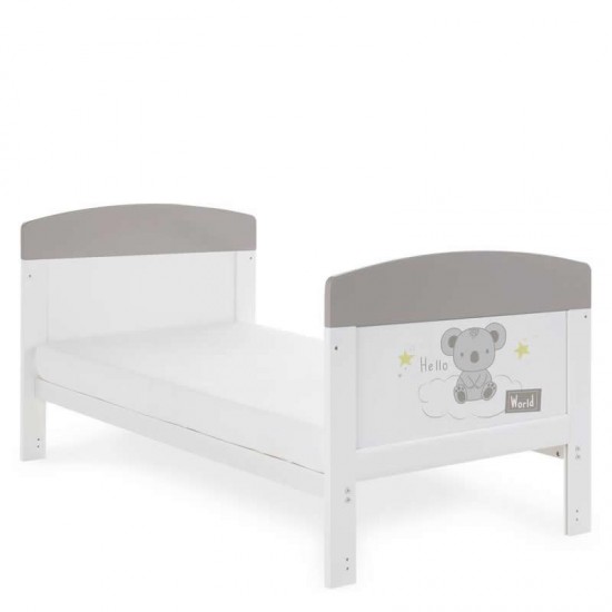 Obaby Grace Inspire Cot Bed & Underdrawer, Hello World Koala Grey