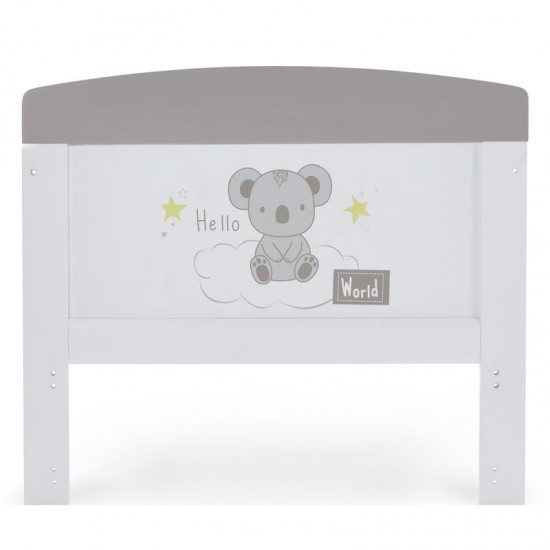 Obaby Grace Inspire Cot Bed & Underdrawer, Hello World Koala Grey