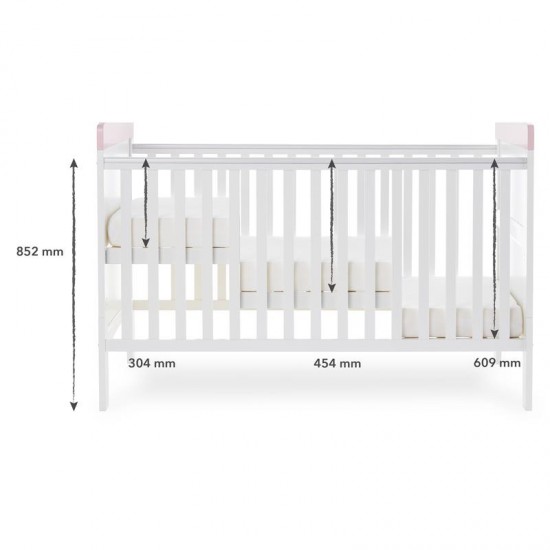 Obaby Grace Inspire Cot Bed & Underdrawer, Me & Mini Me Elephants Pink