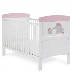 Obaby Grace Inspire Cot Bed, Me & Mini Me Elephants Pink