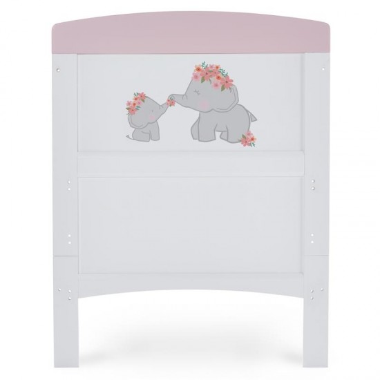 Obaby Grace Inspire Cot Bed & Underdrawer, Me & Mini Me Elephants Pink