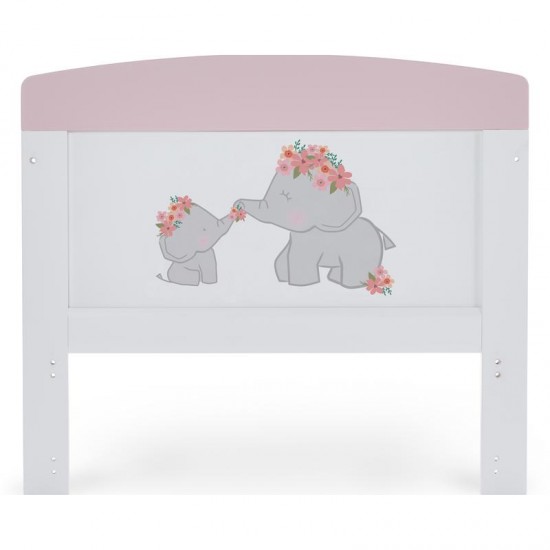 Obaby Grace Inspire Cot Bed & Underdrawer, Me & Mini Me Elephants Pink