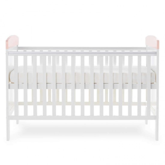 Obaby Grace Inspire Cot Bed & Underdrawer, Water Colour Rabbit Pink