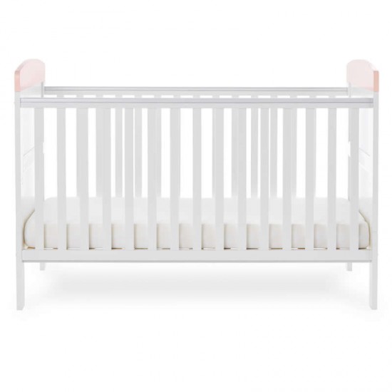 Obaby Grace Inspire Cot Bed & Underdrawer, Water Colour Rabbit Pink