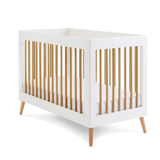 Obaby Maya Mini Cot Bed, White with Natural