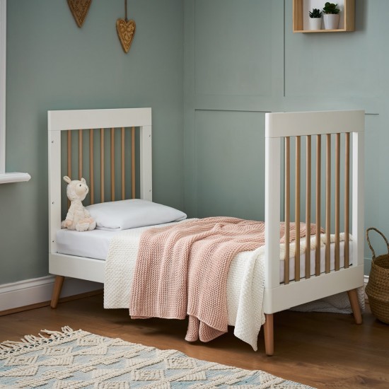 Obaby Maya Mini Cot Bed, White with Natural