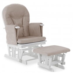 Obaby Reclining Glider Chair and Stool, White with Sand Cushion