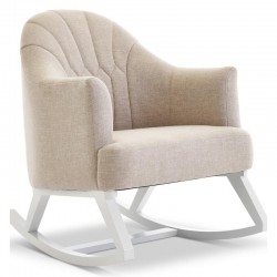 Obaby Round Back Rocking Chair, White with Oatmeal Padded Seat