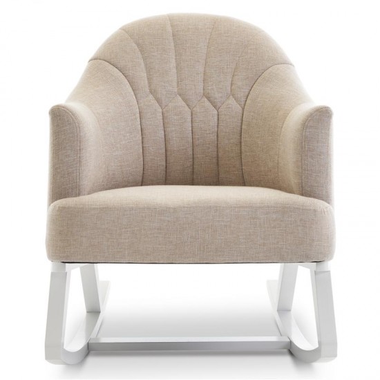 Obaby Round Back Rocking Chair, White with Oatmeal Padded Seat