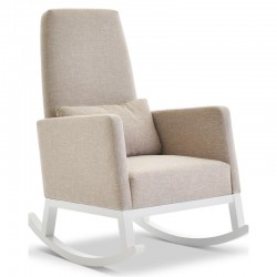 Obaby High Back Rocking Chair, White with Oatmeal Padded Seat