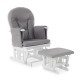 Obaby Reclining Glider Chair and Stool, White with Grey Cushion