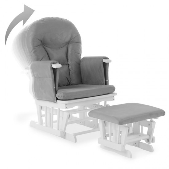 Obaby Reclining Glider Chair and Stool, White with Grey Cushion