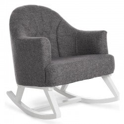 Obaby Round Back Rocking Chair, White with Grey Padded Seat