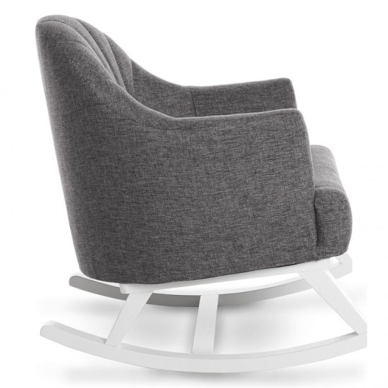 Obaby Round Back Rocking Chair, White with Grey Padded Seat