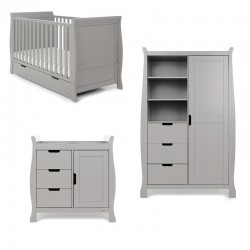 Obaby Stamford Classic Sleigh 3 Piece Room Set, Warm Grey