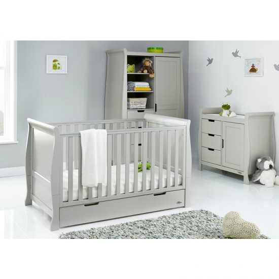 Obaby Stamford Classic Sleigh 3 Piece Room Set, Warm Grey