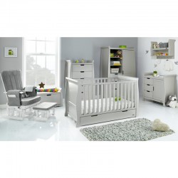 Obaby Stamford Classic Sleigh 7 Piece Room Set, Warm Grey