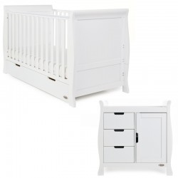 Obaby Stamford Classic Sleigh 2 Piece Room Set, White