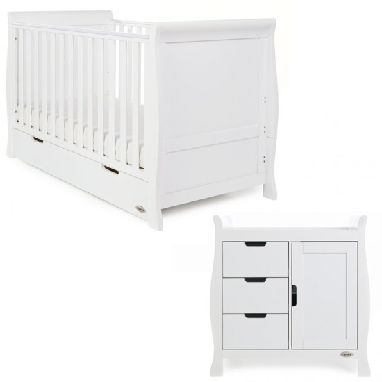 Obaby Stamford Classic Sleigh 2 Piece Room Set, White