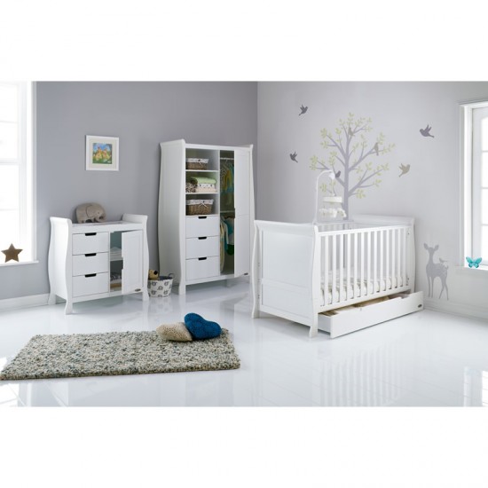 Obaby Stamford Classic Sleigh 3 Piece Room Set, White