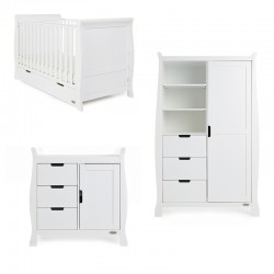 Obaby Stamford Classic Sleigh 3 Piece Room Set, White