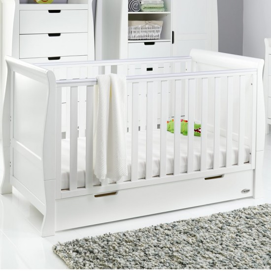 Obaby Stamford Classic Sleigh Cot Bed, White