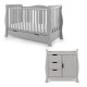 Obaby Stamford Luxe Sleigh 2 Piece Room Set, Warm Grey