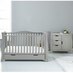 Obaby Stamford Luxe Sleigh 2 Piece Room Set, Warm Grey