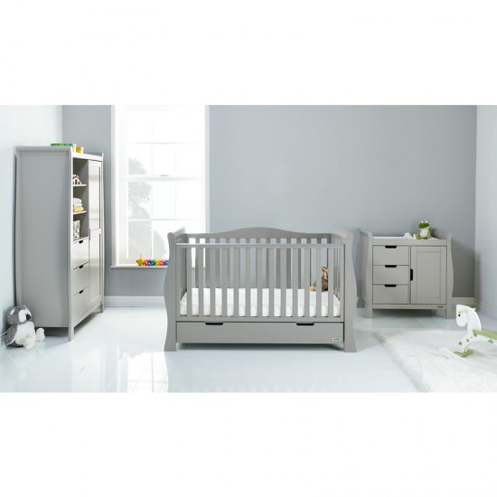 Obaby Stamford Luxe Sleigh 3 Piece Room Set, Warm Grey