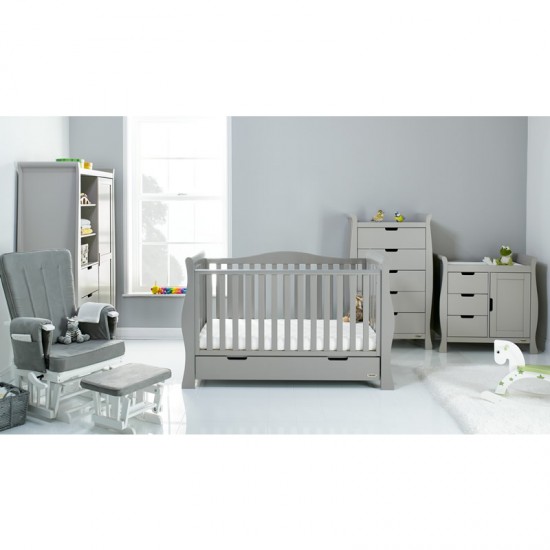 Obaby Stamford Luxe Sleigh 5 Piece Room Set, Warm Grey