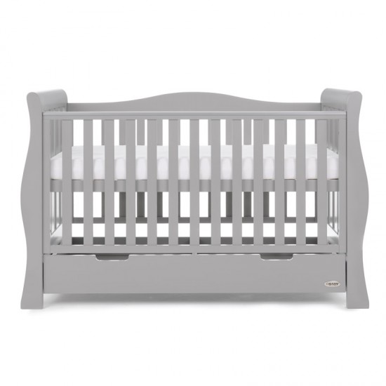 Obaby Stamford Luxe Sleigh Cot Bed, Warm Grey