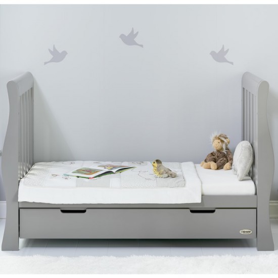 Obaby Stamford Luxe Sleigh Cot Bed, Warm Grey