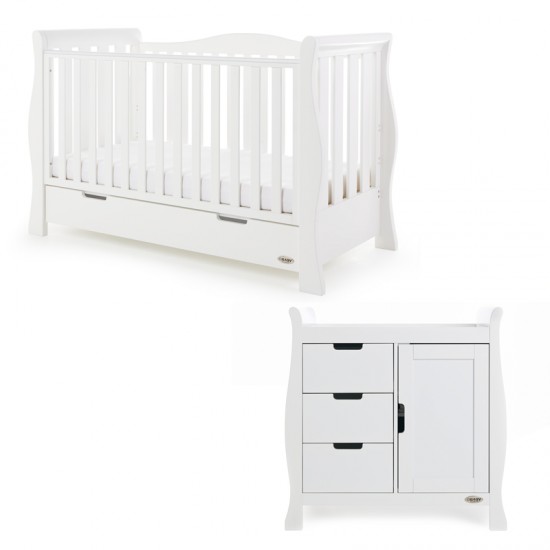 Obaby Stamford Luxe Sleigh 2 Piece Room Set, White