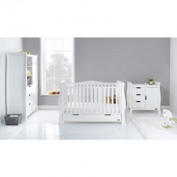 Obaby Stamford Luxe Sleigh 3 Piece Room Set, White