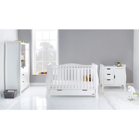 Obaby Stamford Luxe Sleigh 3 Piece Room Set, White