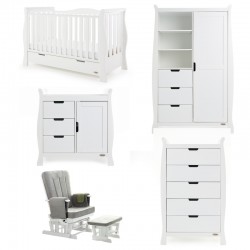 Obaby Stamford Luxe Sleigh 5 Piece Room Set, White